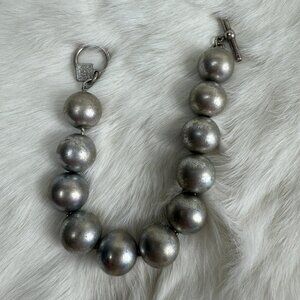 Anne Klein Silver Tone Big Bead Bracelet 8.75"